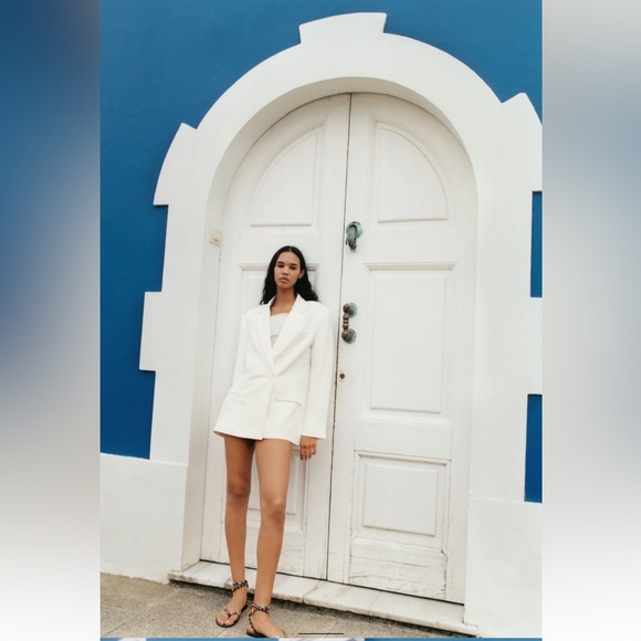 Zara linen blend double breasted blazer S - Picture 9 of 9